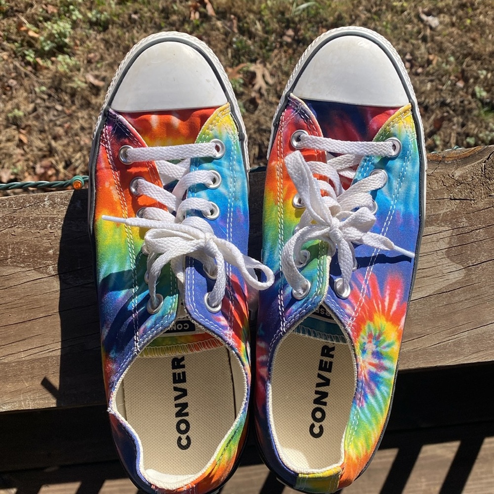 Gently worn Rainbow Tie Dye Converse All Stars